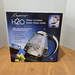 Capresso H2O Plus Electric Glass Safety Water Kettle Auto‎ Shut Off 1.5 QT NWT